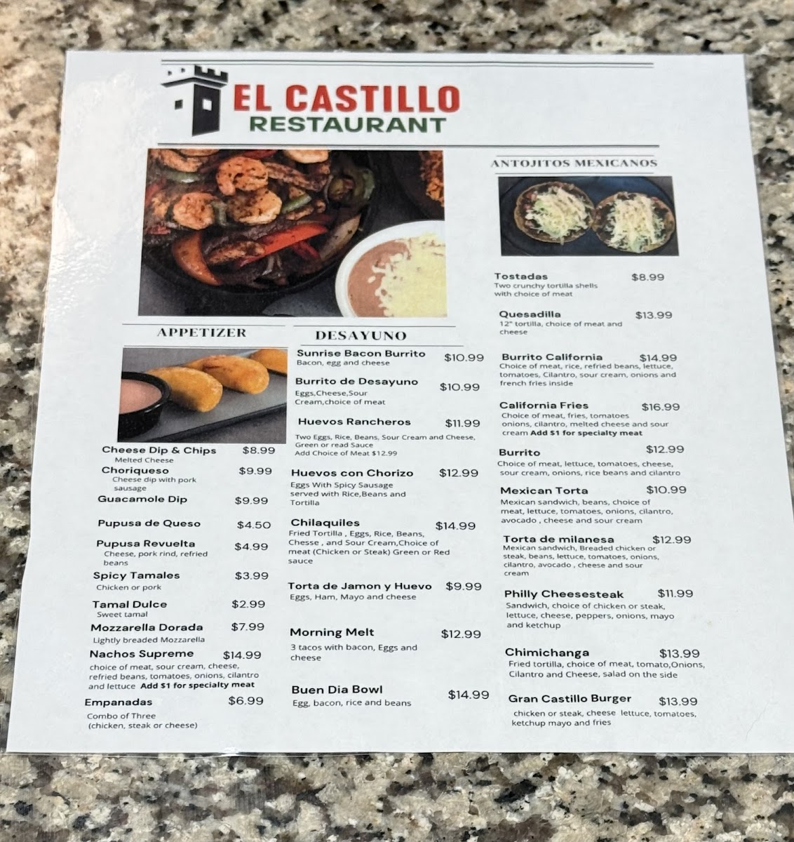 El Castillo Market & Restaurant Menu - Image 3