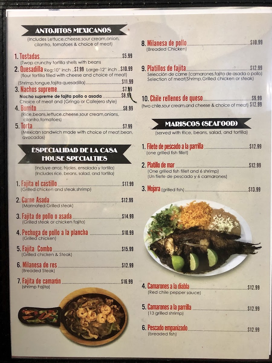 El Castillo Market & Restaurant Menu - Image 5